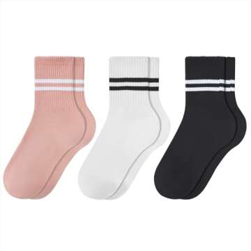 American Trends Retro Crew Socks for Women Men Vintage Striped Slouchy Socks Tube Scrunch Socks 3pac...