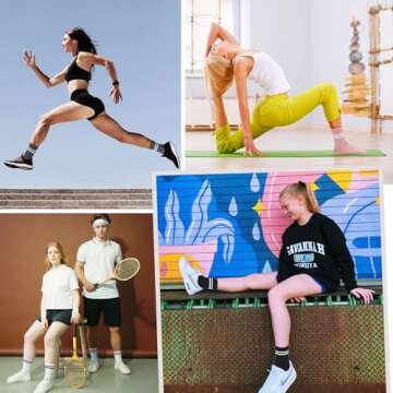 American Trends Retro Crew Socks for Women Men Vintage Striped Slouchy Socks Tube Scrunch Socks 3pack PinkWhiteBlack