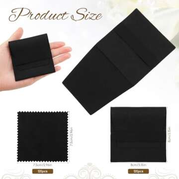 Cunno 120pcs Microfiber Jewelry Pouch Packaging Bag Luxury Gift Fixed Strap Envelope Style Packaging...