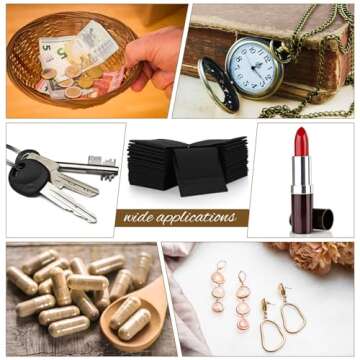 Cunno 120pcs Microfiber Jewelry Pouch Packaging Bag Luxury Gift Fixed Strap Envelope Style Packaging with Cleaning Cloth (Black)