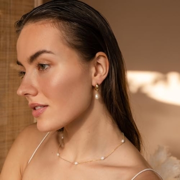 Elegant 14K Gold Pearl Drop Earrings for Women