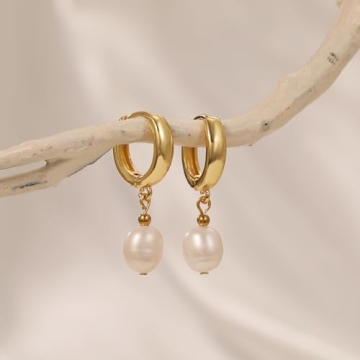 Elegant 14K Gold Pearl Drop Earrings for Women