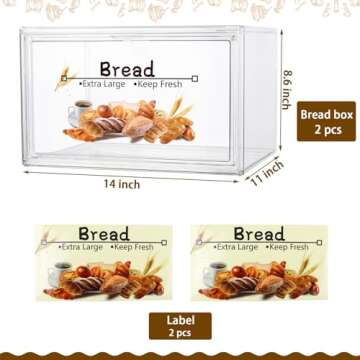 RISICULIS 2PCS Large Bread Box for Countertop, Stackable Double Layer Storage Container, Clear Boxes...