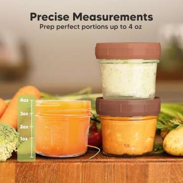 KeaBabies 12pk 4oz Glass Baby Food Containers - Leak-Proof, Microwavable Small Baby Glass Jars with Lids, Baby Food Storage Containers, Baby Snack Containers, BPA-Free Baby Food Jars (Terracotta)