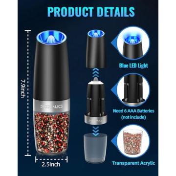 Gravity Electric Pepper and Salt Grinder Set for Easy Use