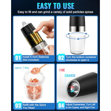 Gravity Electric Pepper and Salt Grinder Set for Easy Use