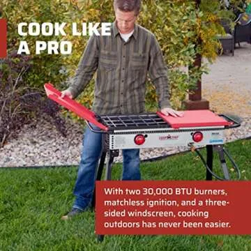 Camp Chef Pro 14 Cooking System - Two-Burner Camp Stove - Includes Windscreen & Matchless Ignition -...