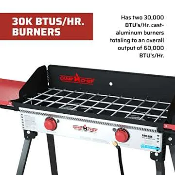 Camp Chef Pro 14 Cooking System - Two-Burner Camp Stove - Includes Windscreen & Matchless Ignition - Portable Camping Cooking Stove for Outdoor Cooking - 448 Sq In Cooking Area