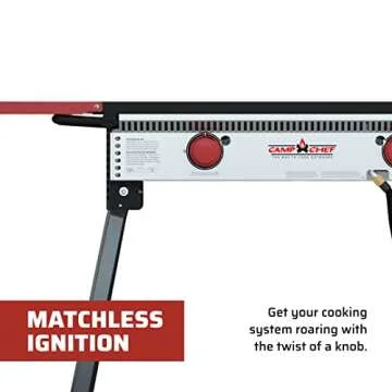 Camp Chef Pro 14 Cooking System - Two-Burner Camp Stove - Includes Windscreen & Matchless Ignition - Portable Camping Cooking Stove for Outdoor Cooking - 448 Sq In Cooking Area