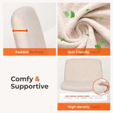 NEO CHAIR Criss Cross Chair No Wheels Armless Cross Legged Office Desk Wide Comfy Vanity Makeup Chair Adjustable Computer Task for Home Office Fabric (Beige)