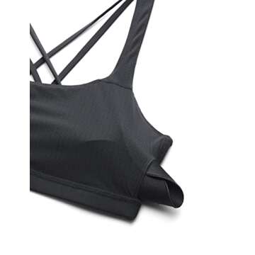 CRZ YOGA Women's Light Support Strappy Sports Bra - Low Cut Wirefree Padded Yoga Cami Criss Cross Back Ink Gray Medium