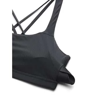 CRZ YOGA Women's Light Support Strappy Sports Bra - Low Cut Wirefree Padded Yoga Cami Criss Cross Back Ink Gray Medium