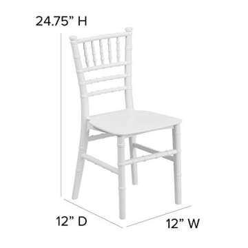 BizChair 10 Pack Child’s White Resin Party and Event Chiavari Chair for Commercial & Residential U...