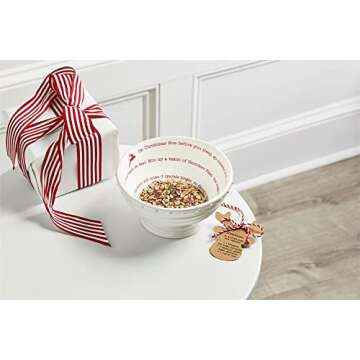 Mud Pie Christmas Magic Reindeer Mix Bowl, 3.5" x 6.5" dia, White