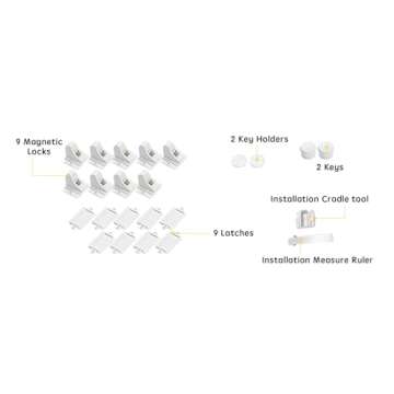 Vmaisi Baby Proofing Magnetic Cabinet Locks - 9 Locks & 2 Keys for Safety