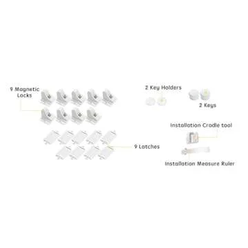 Vmaisi Baby Proofing Magnetic Cabinet Locks - 9 Locks & 2 Keys for Safety