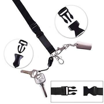 YOUOWO 5 Pack Neck Detachable Buckle Hook Breakaway Lanyards with Clear Vertical Badge Holder,for Office Keys Women Men Cell Phones USB Whistles, Black,Blue,Yellow,Orange,Purple