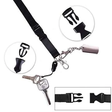 YOUOWO 5 Pack Neck Detachable Buckle Hook Breakaway Lanyards with Clear Vertical Badge Holder,for Office Keys Women Men Cell Phones USB Whistles, Black,Blue,Yellow,Orange,Purple