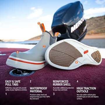 HISEA Men's Waterproof Ankle Deck Boots - Comfort & Traction for Fishing