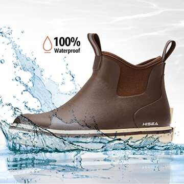 HISEA Men's Waterproof Fishing Ankle Deck Boots with Traction