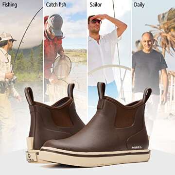 HISEA Men's Waterproof Fishing Ankle Deck Boots with Traction
