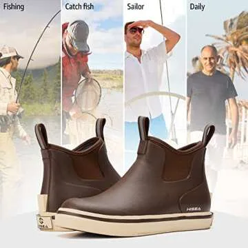 HISEA Men's Waterproof Fishing Ankle Deck Boots with Traction
