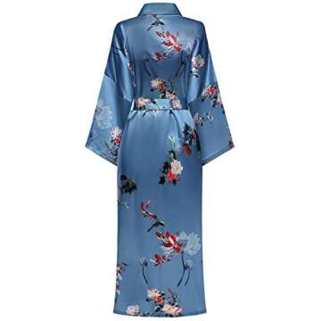 DandyChic Women's Long Floral Satin Robes for Bridal & Sleepwear