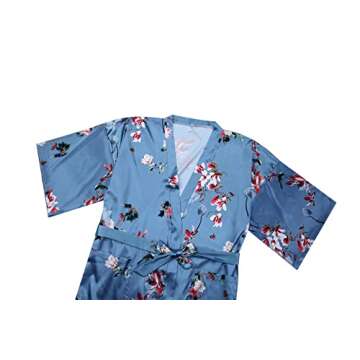 DandyChic Long Floral Satin Robe for Elegant Loungewear