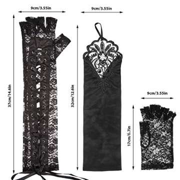 SATINIOR 3 Pairs Women Gothic Gloves Black Lace Fingerless Gloves Bridal Wedding Tea Party Decor Cos...