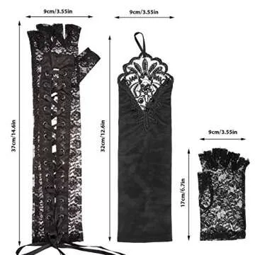 SATINIOR 3 Pairs Women Gothic Gloves Black Lace Fingerless Gloves Bridal Wedding Tea Party Decor Cos...