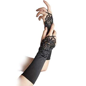 SATINIOR 3 Pairs Women Gothic Gloves Black Lace Fingerless Gloves Bridal Wedding Tea Party Decor Cosplay 1920s 1980s Costume Accessories