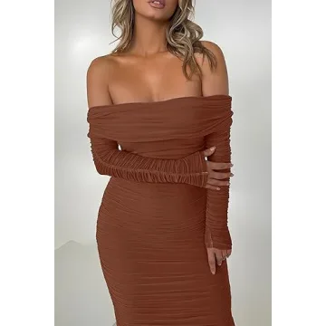 Stylish Off Shoulder Bodycon Maxi Dress for Women