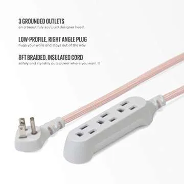 360 Electrical 360440 Habitat Braided Extension Cord, 15 ft. - Rose Gold