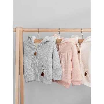 Simple Joys by Carter's Baby Hooded Sweater Jacket with Sherpa Lining, Oatmeal, 6-9 Months