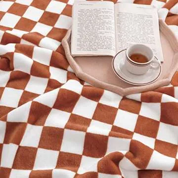 LOMAO Flannel Throw Blanket with Checkerboard Design for All Seasons
