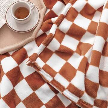LOMAO Flannel Throw Blanket with Checkerboard Design for All Seasons