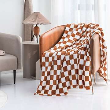 LOMAO Flannel Throw Blanket with Checkerboard Design for All Seasons