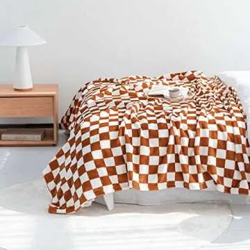LOMAO Flannel Throw Blanket with Checkerboard Design for All Seasons