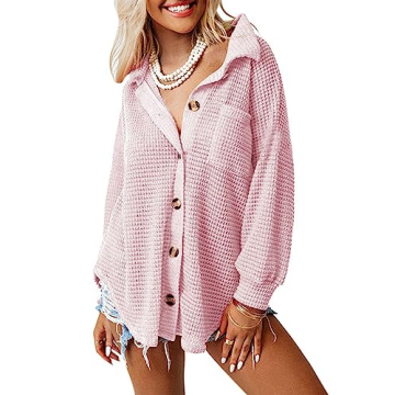 Stylish Women's Waffle Knit Button Down Shirt for Summer