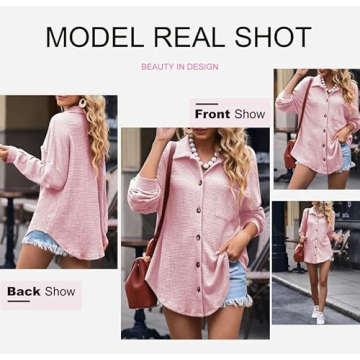 Stylish Women's Waffle Knit Button Down Shirt for Summer
