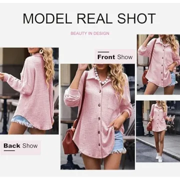 Stylish Women's Waffle Knit Button Down Shirt for Summer