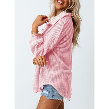 Stylish Women's Waffle Knit Button Down Shirt for Summer