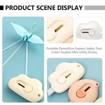 DOITOOL 3 Pieces Mini Utility Knives Cloud Shaped Box Cutter Mini Retractable Letter Opener Envelope Slitter Carton Opener Box Cutter with Hanging Hole for Office and Home Use