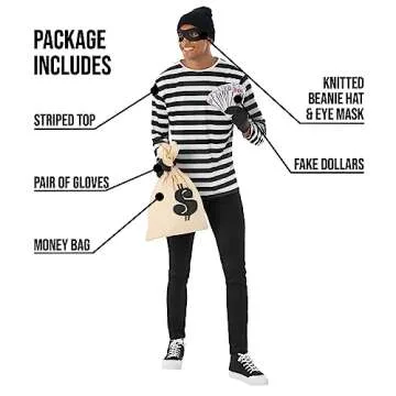 Morph Robber Costume Mens Cops Robbers Bank Robber Adult Bandit Halloween Costume For Men, X-Large