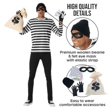 Morph Robber Costume Mens Cops Robbers Bank Robber Adult Bandit Halloween Costume For Men, X-Large