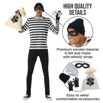 Morph Robber Costume Mens Cops Robbers Bank Robber Adult Bandit Halloween Costume For Men, X-Large