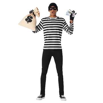 Morph Robber Costume Mens Cops Robbers Bank Robber Adult Bandit Halloween Costume For Men, X-Large