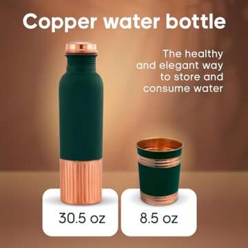 WinningMarket Copper Water Bottle - 100% Pure Copper with Ayurvedic Benefits, Handcrafted Leak-Proof...