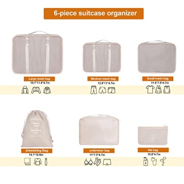 Kingdalux 6PC Packing Cubes - Travel Organizer Set