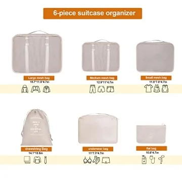 Kingdalux 6PC Packing Cubes - Travel Organizer Set